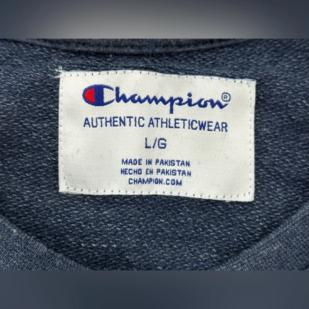 Champion Women's Blue All Over Stars and Logo Long Sleeve Pullover Tee, Size L - Picture 6 of 9